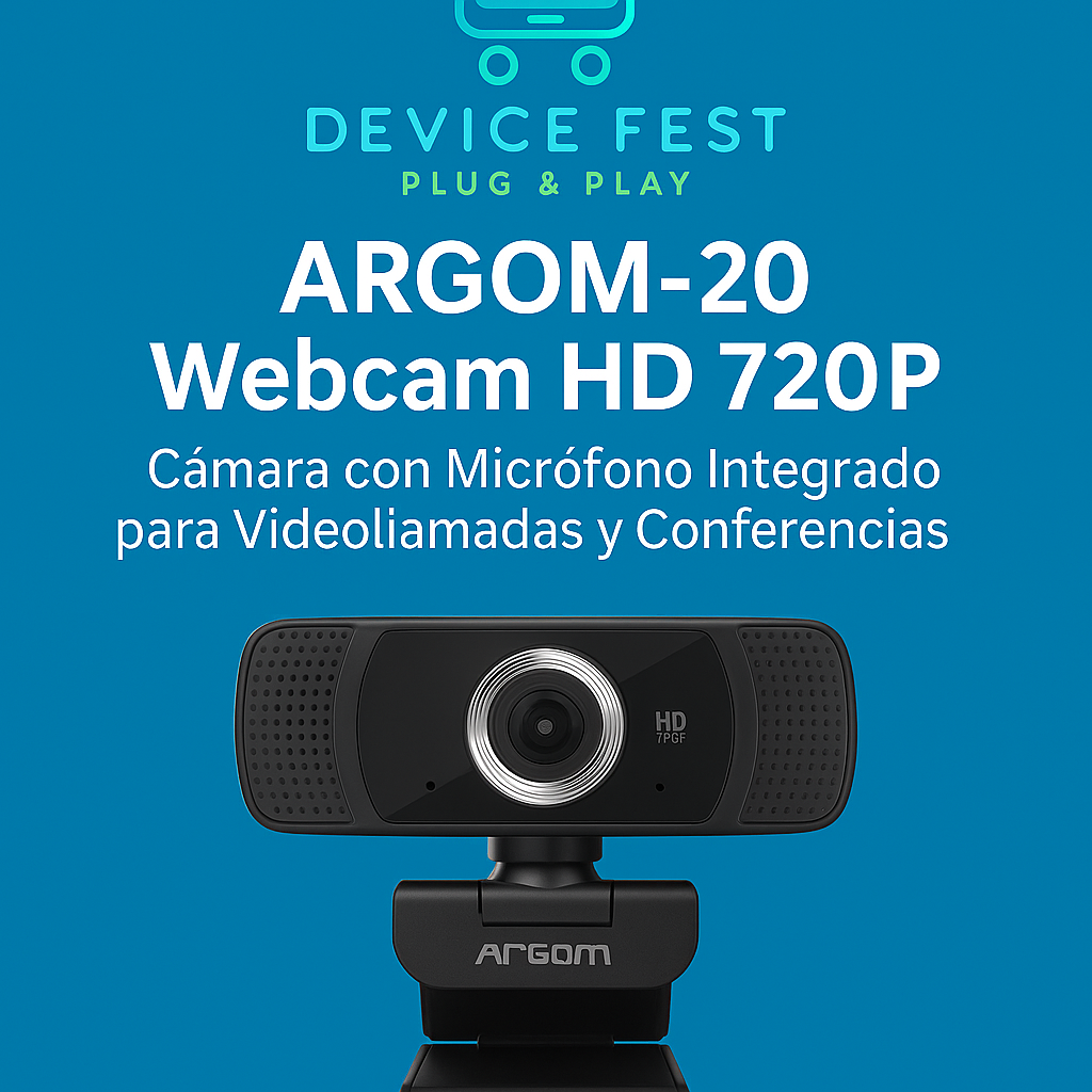 ARG-20 Webcam HD 720P | Cámara con Micrófono Integrado para Videollamadas y Conferencias