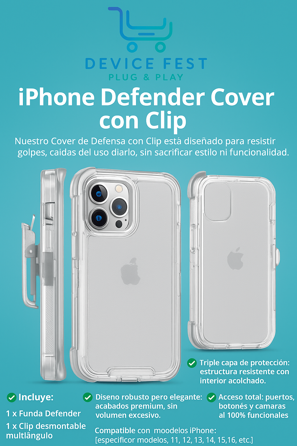 Iphone Defender Cover con Clip