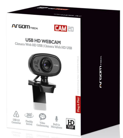 ARG-20 Webcam HD 720P | Cámara con Micrófono Integrado para Videollamadas y Conferencias