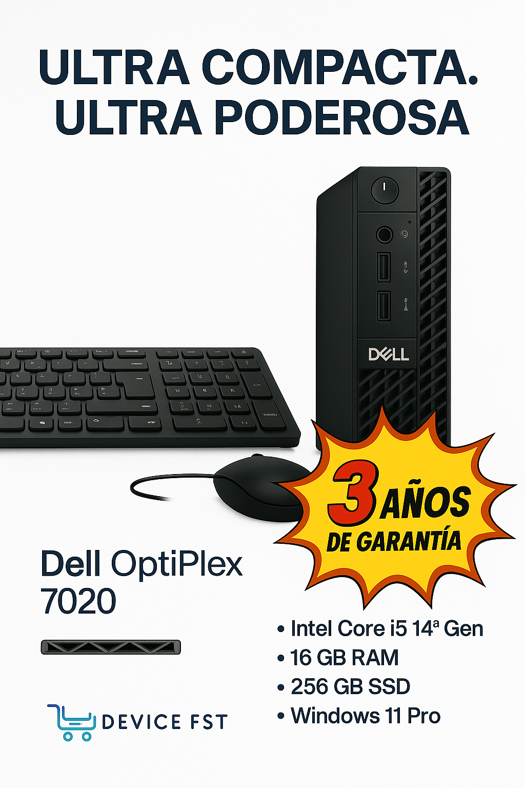 Nueva Dell OptiPlex Micro 7020 con 3 años de garantia