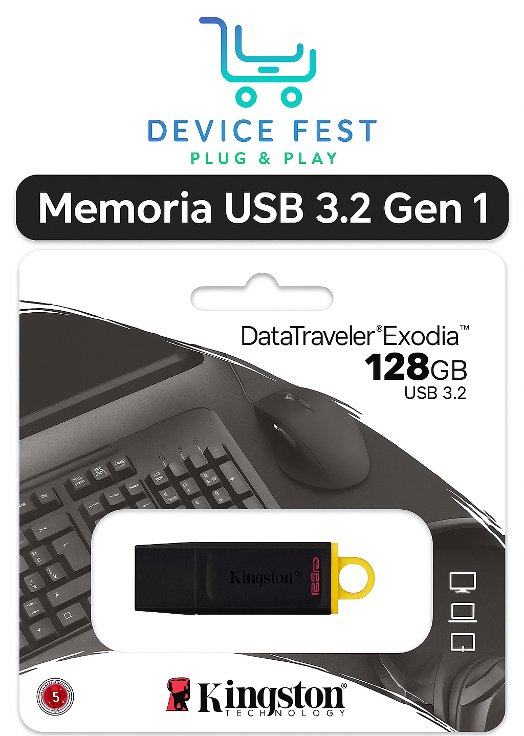 Memoria USB 3.2 Gen 1 | Transferencia Rápida y Almacenamiento Portátil con Protección y Lazo para Llaves