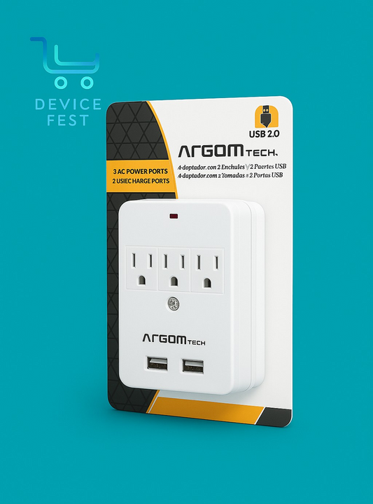 Adaptador de Pared 3 en 1 con 2 Puertos USB – Carga Más, Sin Cables Extra