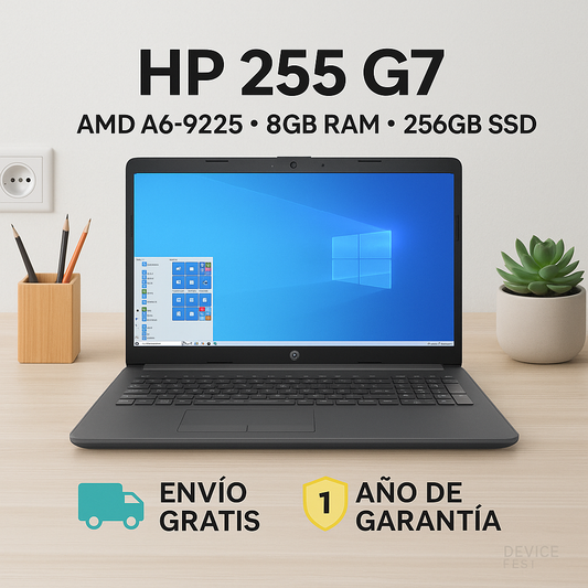 HP 255 G7 - Laptop 15.6” | AMD A6-9225 | 8GB RAM | 256GB SSD | Windows 10 Pro