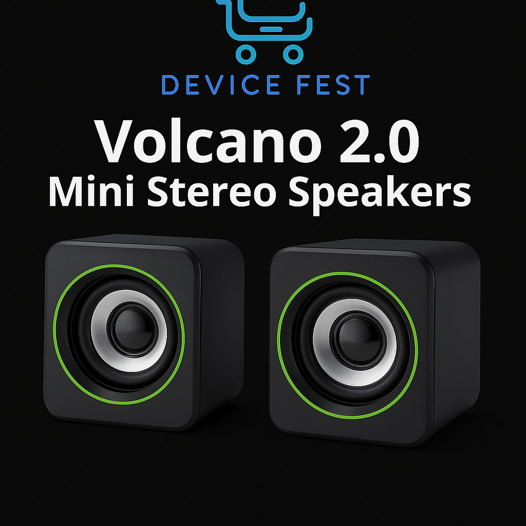 Volcano 2.0 Mini Stereo Speakers – Sonido Claro, Tamaño Compacto