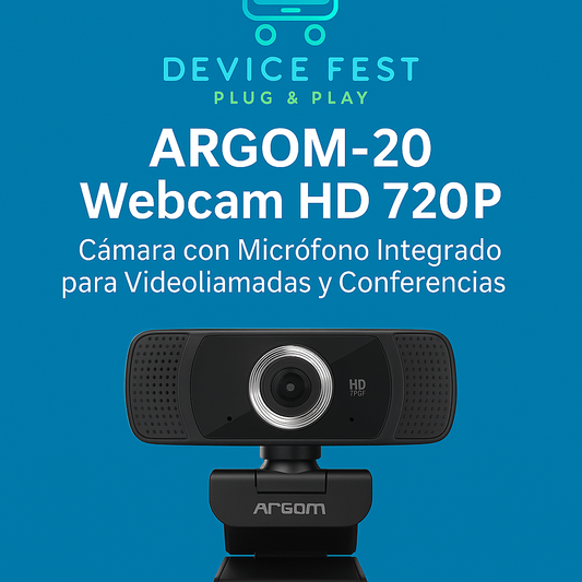ARG-20 Webcam HD 720P | Cámara con Micrófono Integrado para Videollamadas y Conferencias