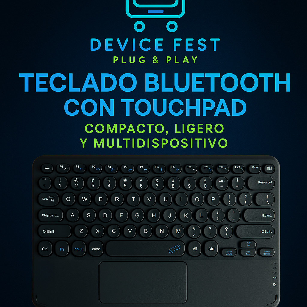 Teclado Bluetooth con Touchpad – Compacto, Ligero y Multidispositivo